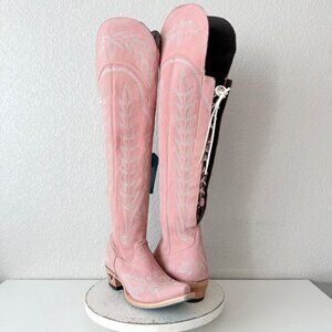 Lane LEXINGTON Over the Knee Womens Cowboy Boots 9 Pink Western Cowgirl Lace Up